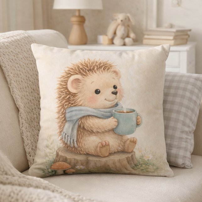 Coussin Hérisson mignon de la forêt avec mug pièce neutre  (Créateur téléchargé)