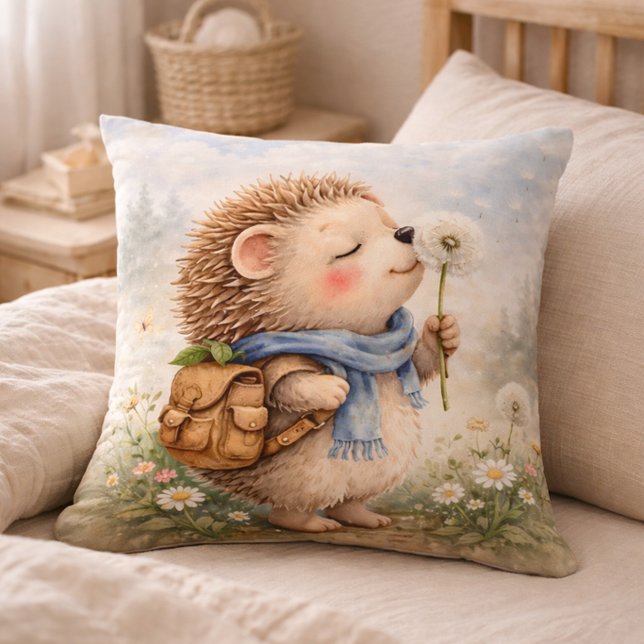 Coussin Hérisson mignon et pissenlit Chambre d'enfants et  (Créateur téléchargé)