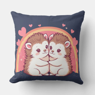 Coussin Hérissons amoureux - Conception de câlins mignonne