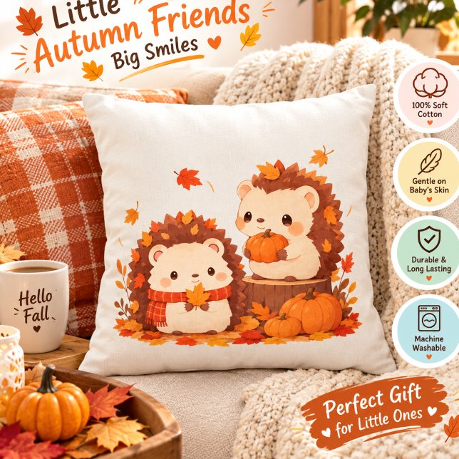 Coussin Hérissons mignons d'automne – Animaux mignons de l (Créateur téléchargé)
