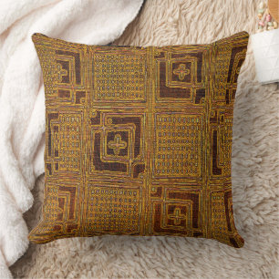 Coussin Héritage africain • Tissu Kuba beige et marron