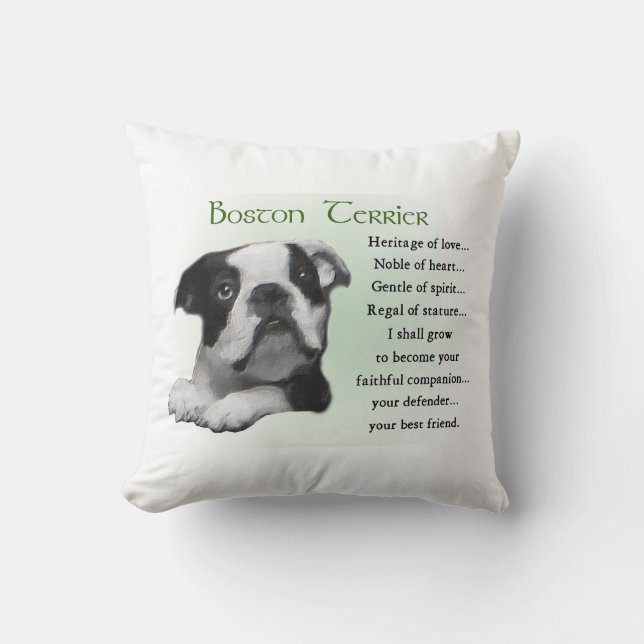 Coussin Héritage d'amour du Boston Terrier (Recto)