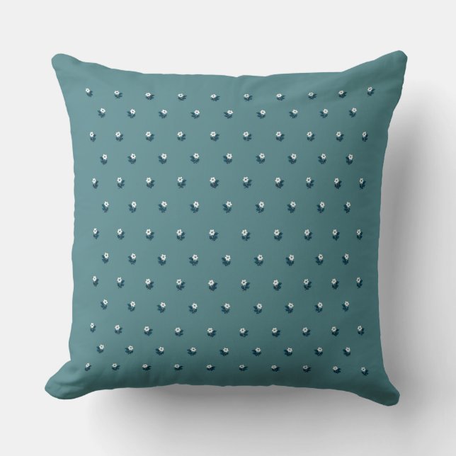 Coussin Héritage Ditsy - Calicot Calme - Ardoise Sarcelle (Recto)