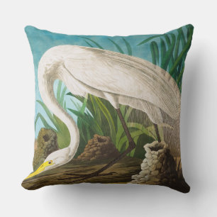 Coussin Héron blanc américain par John James Audubon