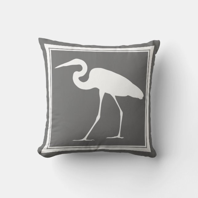 Coussin Héron blanc côtier du sud et gris (Recto)