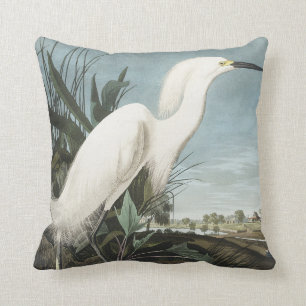 Coussin Héron de neige ou aigrette blanche des oiseaux d'A