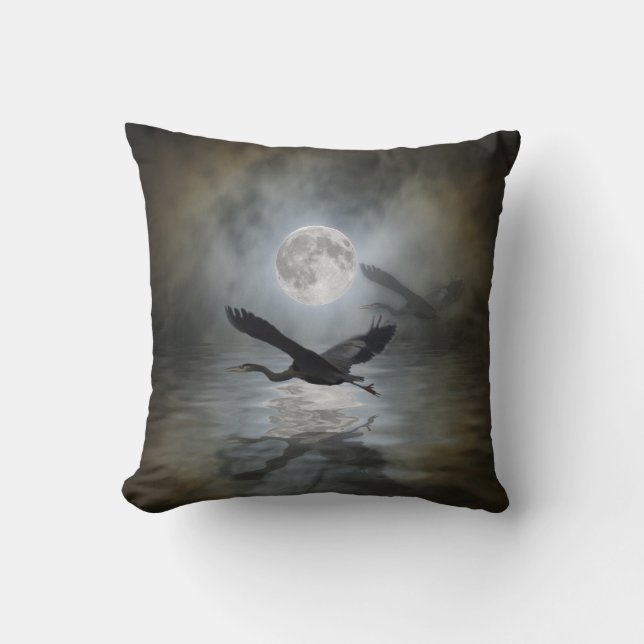 Coussin Heron Moon Imaginaire Faune Animaux Amateurs de hé (Recto)