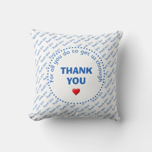 Coussin Héros de la santé du MERCI personnalisé BLANC