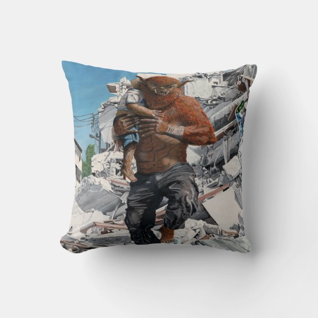 Coussin Héros de l'ours noir Secourant l'oreiller de Imagi (Recto)