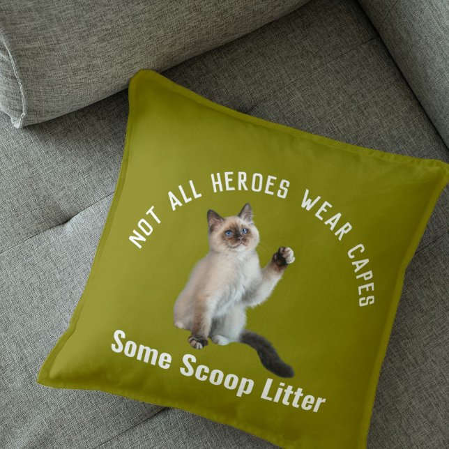 Coussin Héros Personnalisé Chat Papa Fête des pères Cadeau (Créateur téléchargé)