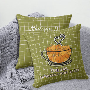 Coussin Heure pour le Citrouille Spice Latte Fall Nom pers