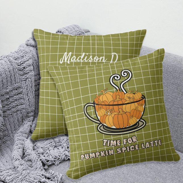 Coussin Heure pour le Citrouille Spice Latte Fall Nom pers (Créateur téléchargé)