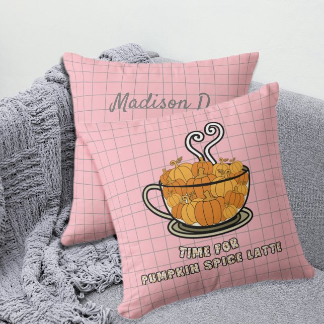 Coussin Heure pour le Citrouille Spice Latte Fall Nom pers (Créateur téléchargé)