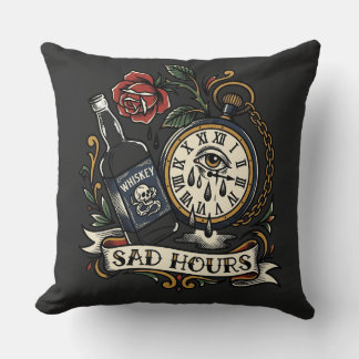 Coussin Heures tristes Tatouage Flash Horloge 3h du matin