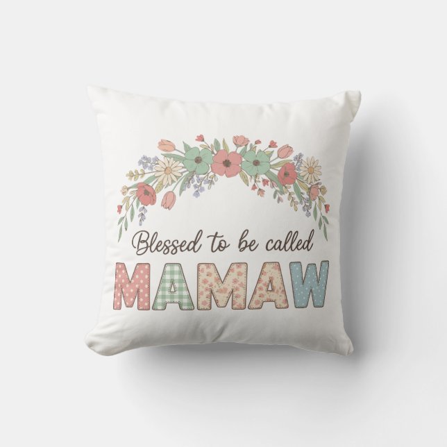 Coussin Heureuse d'être appelée Mamaw (Recto)