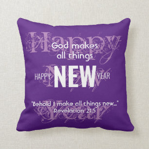 Coussin HEUREUSE NOUVELLE ANNÉE Écriture chrétienne Custom