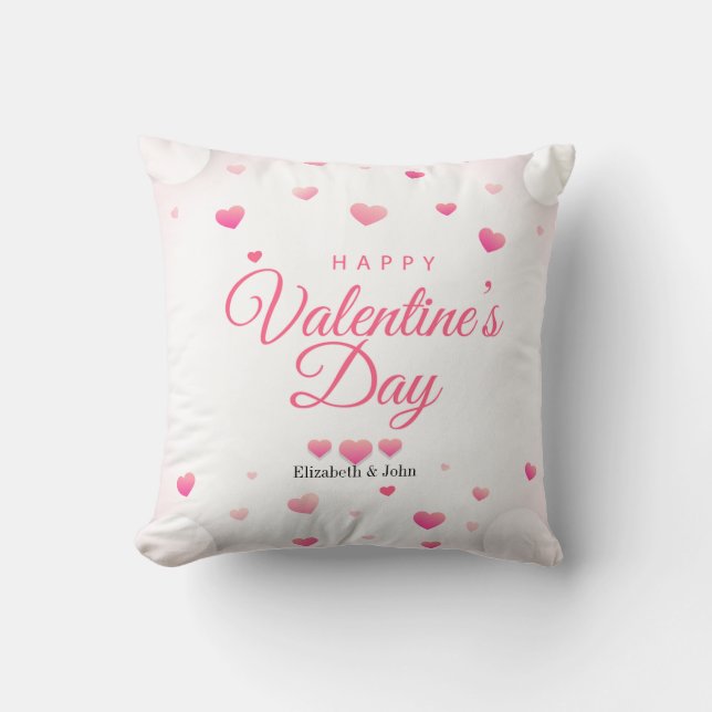 Coussin Heureuse Sainte-Valentin de Coeurs roses (Recto)