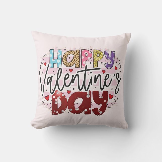 Coussin Heureuse Sainte-Valentin moderne (Recto)