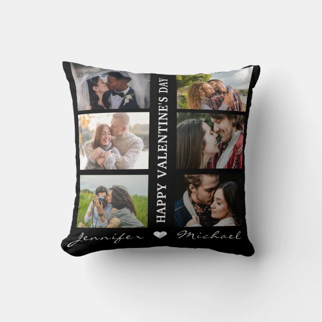 Coussin Heureuse Sainte-Valentin Photo personnalisée colla (Recto)