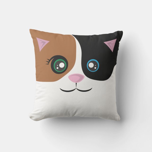 Coussin heureux de chat - calicot (Recto)