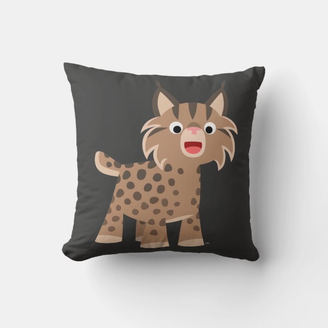 Coussin heureux de Lynx de bande dessinée mignonne (Recto)