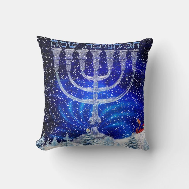 Coussin heureux de neige de Hannukah (Recto)