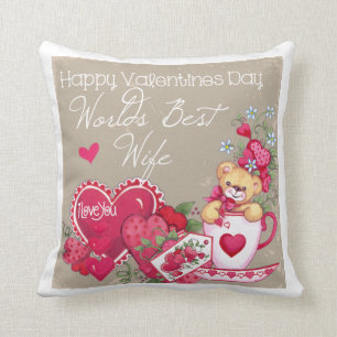 Coussin heureux d'épouse de jour de Valentines