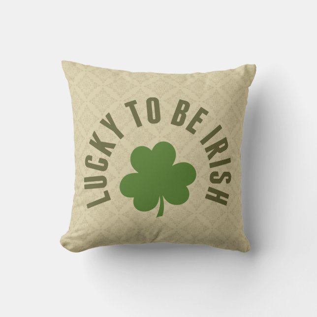 Coussin Heureux D'Être Irlandais Réversible (Recto)