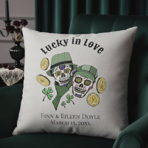 Coussin Heureux en amour Têtes de mort sucrées irlandaises