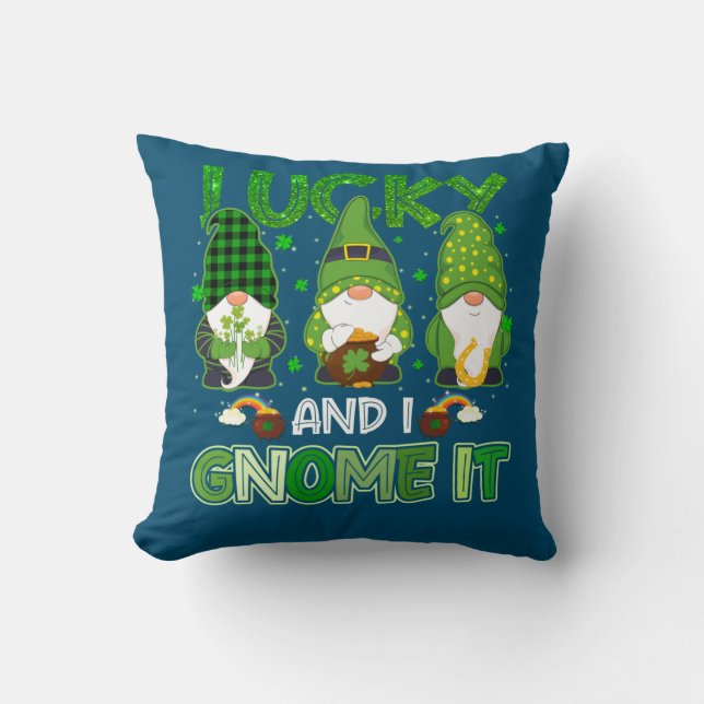 Coussin Heureux et je l'ai Gnome St. Patrick's Day Bearded (Recto)