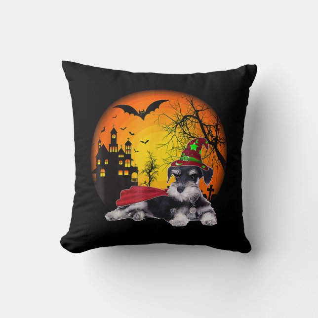Coussin heureux halloween schnauzer chiens miniatures hall (Recto)