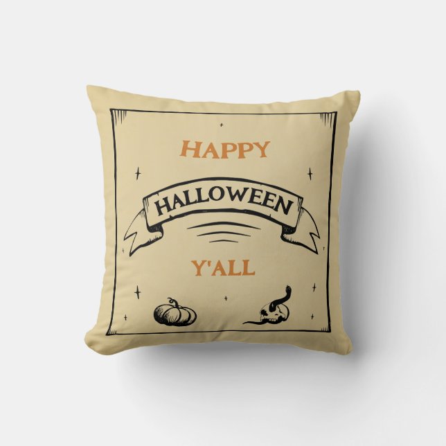Coussin heureux halloween y'all (Recto)