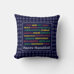 Coussin HEUREUX HANOUKKA   Fruit spirituel   BLEU