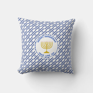 Coussin HEUREUX HANOUKKA Peace Love Joy ISRAELI FLAG