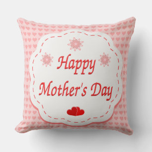 COUSSIN "HEUREUX JOUR DE LA MÈRE" COEURS ROSES