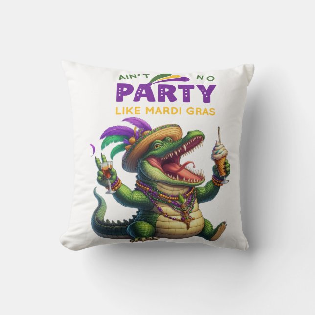 Coussin Heureux Mardi Gras Alligator (Recto)