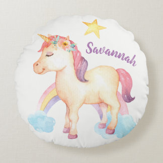 Coussin heureux personnalisé de licorne avec des