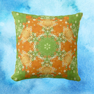 Coussin Hex Mandala Green et Orange