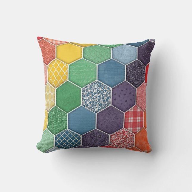 Coussin Hexagon arc-en-ciel incliné (Recto)