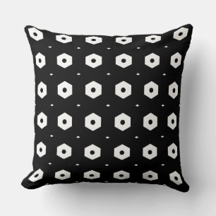 Coussin Hexagon blanc élégant sur noir