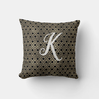 Coussin Hexagon de Parties scintillant noir et or Monogram