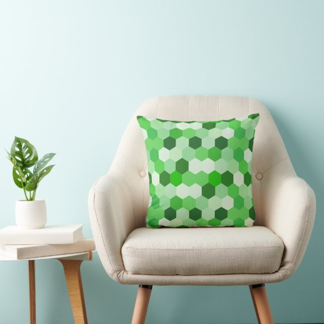 Coussin Hexagon vert blanc géométrique (Chaise)