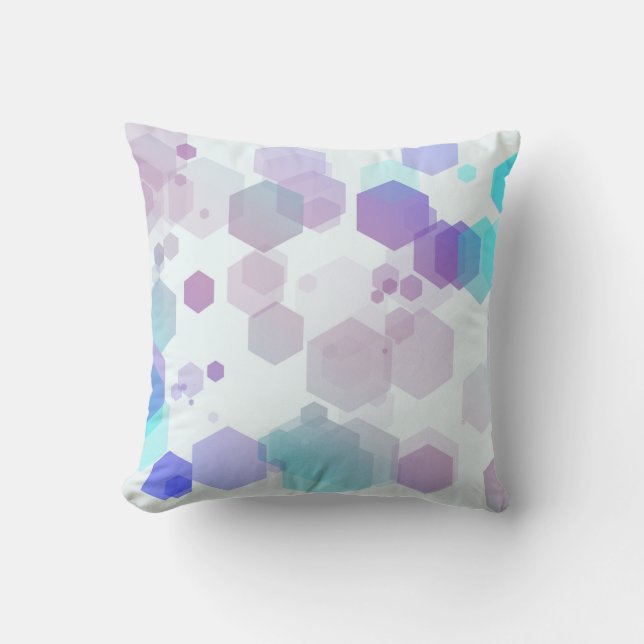 Coussin Hexagone Abstrait Bleu-Violet - Motif Géométrique (Recto)