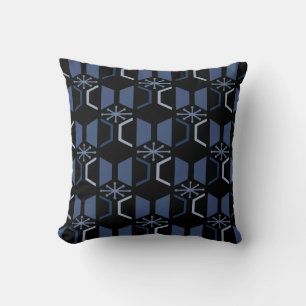 Coussin Hexagones de l'âge atomique Bleu noir