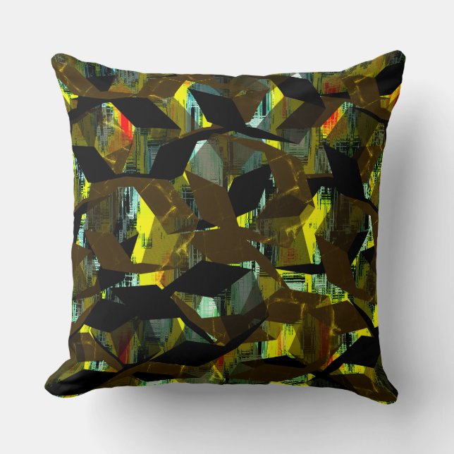 Coussin hexagones noirs Abstraits sur image pixelisée (Recto)