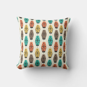 Coussin Hexagons modernes du milieu du siècle coloré