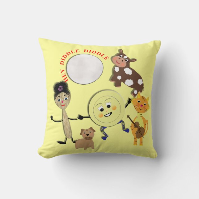 Coussin Hey Diddle Diddle Cute Nursery Rhyme Thème (Recto)