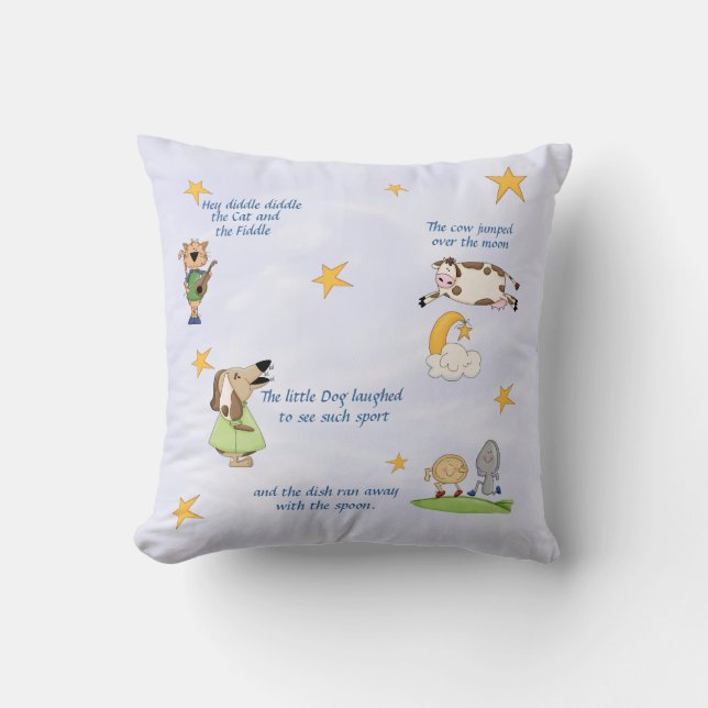 Coussin Hey Diddle Diddle - Nursery Rhyme Thlow Pillow (Recto)