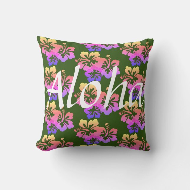 Coussin Hibiscus arc-en-ciel d'Aloha (Recto)