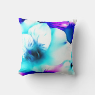 Coussin Hibiscus bleu art fractal